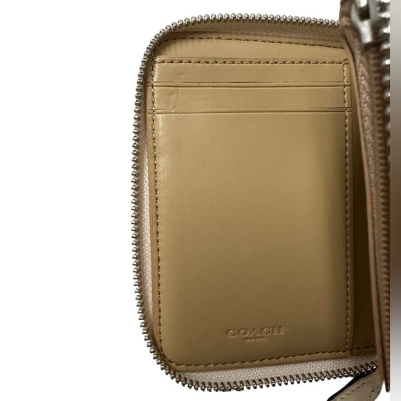 Coach Small Zip Around Wallet Multi Floral Print #F73025 Chalk Multi/Silver New - Picture 10 of 15